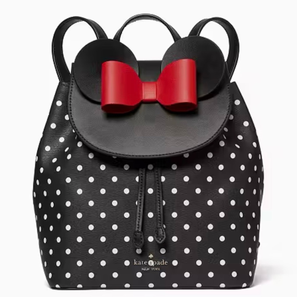 BNWT Kate Spade ♠️ Disney Black & White Polka Dot Backpack with Red Bow